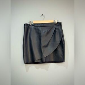 Black Express Faux Leather Faux Wrap Skirt Size 12 EUC